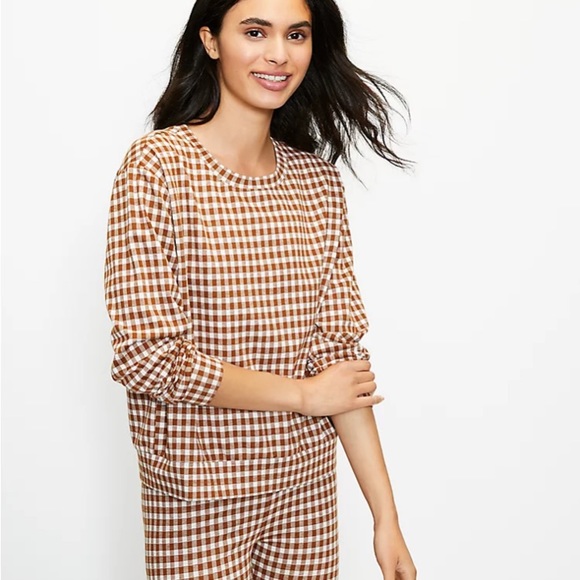 LOU AND GREY BIRDSEYE GINGHAM PONTE SWEATSHIRT SIZE LARGE - Picture 8 of 11